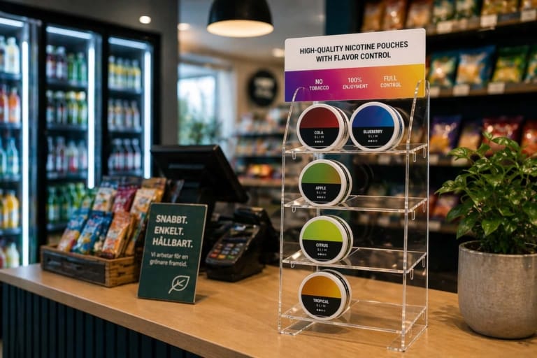 Bild på snusdisplay i en förbutik - Ösönerplast